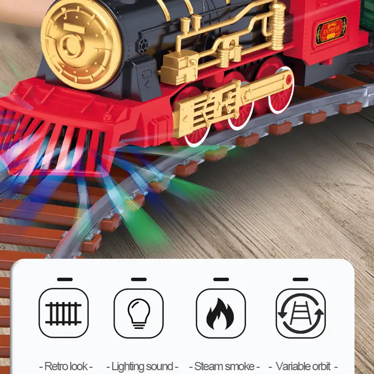 Tren Eléctrico Clásico Humo Sonido Juguete Navidad Luz 251p Regalo