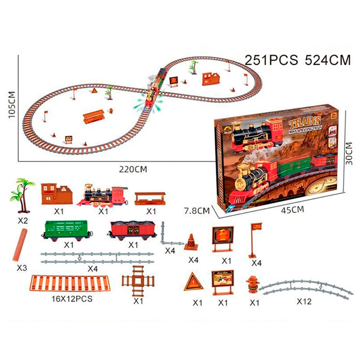 Tren Eléctrico Clásico Humo Sonido Juguete Navidad Luz 251p Regalo