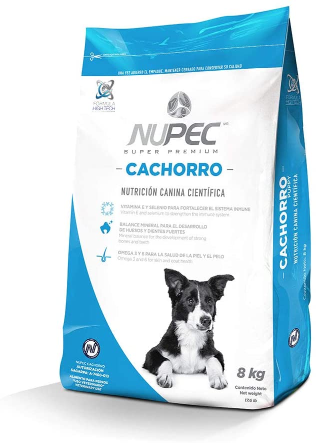 Nupec cachorro croqueta para perro, alimento con omega 3 y 6 para la protección de la piel y el pelaje. Bolsa de 8 kg