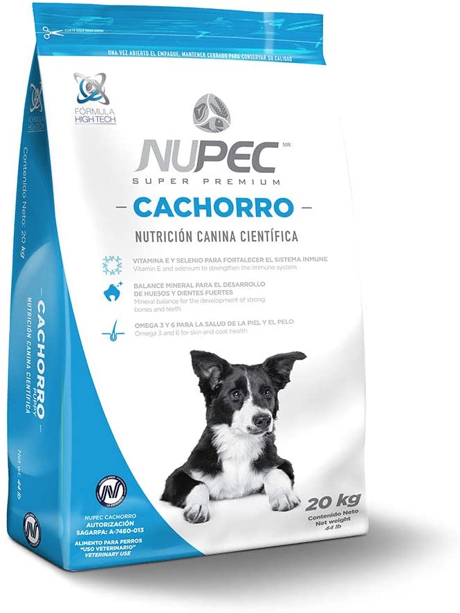 Nupec cachorro croqueta para perro, alimento con omega 3 y 6 para la protección de la piel y el pelaje. Bolsa de 20 kg