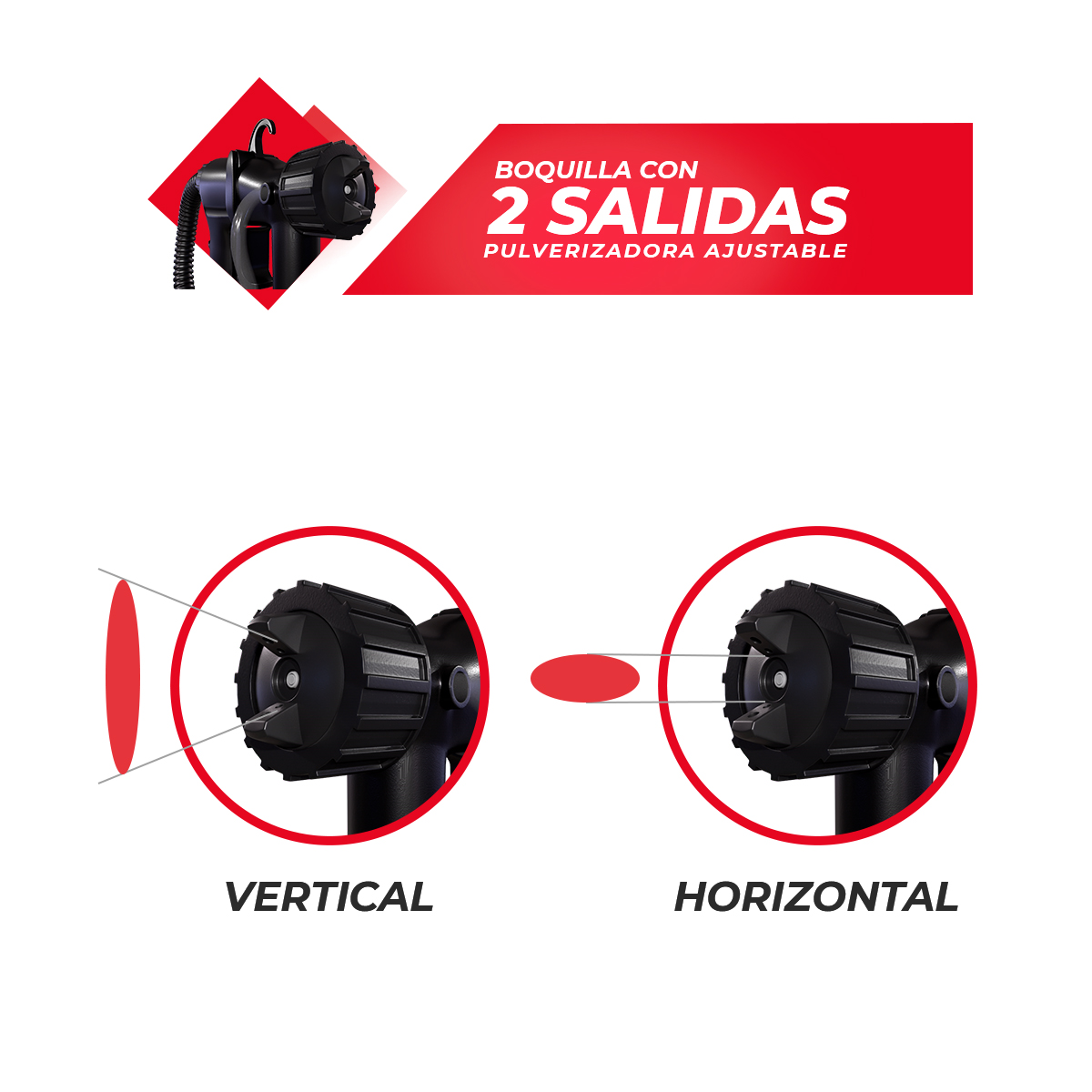 Pistola para Pintar de 800ml con Pulverizador Ajustable de 2 salidas y Manguera de 1.70m