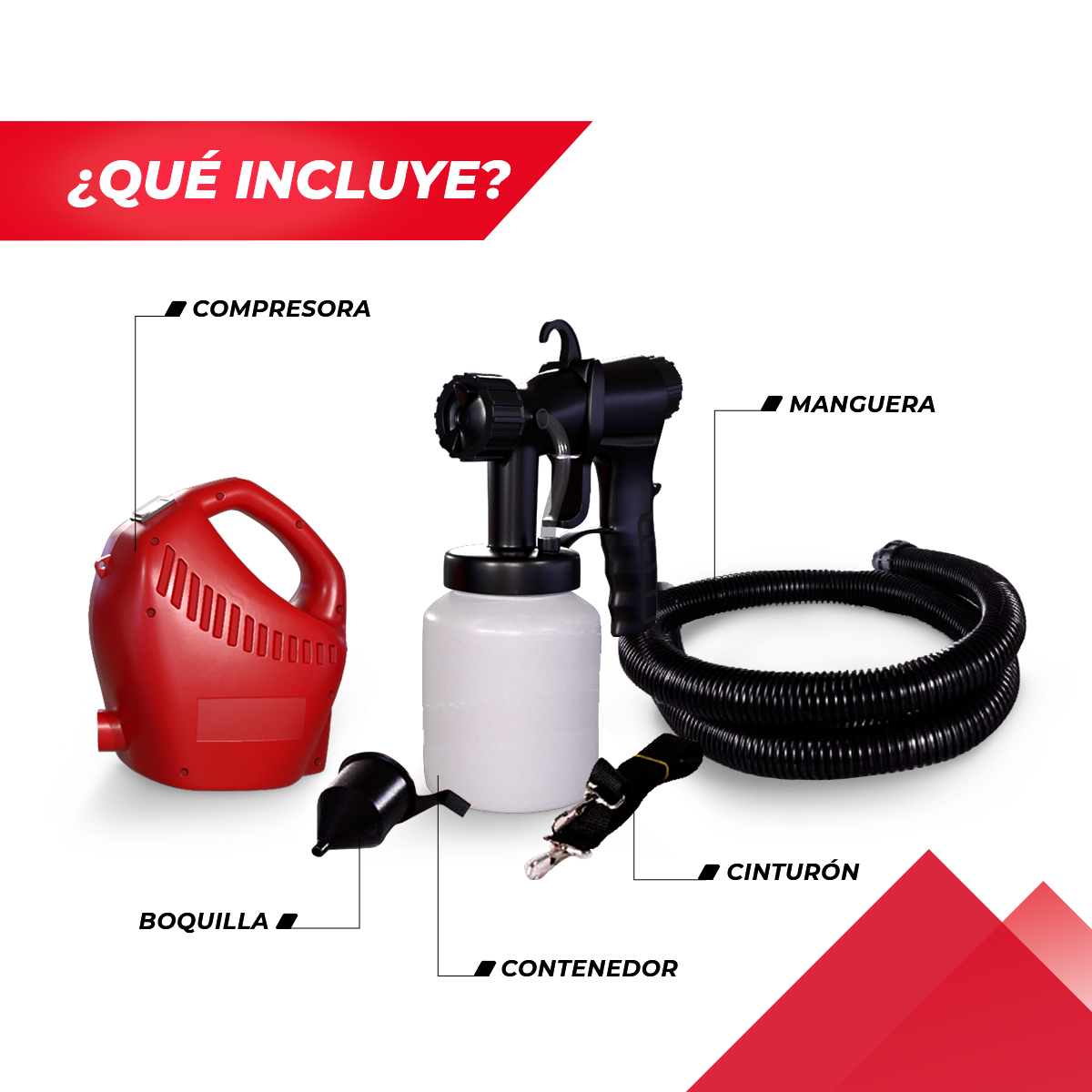 Pistola para Pintar de 800ml con Pulverizador Ajustable de 2 salidas y Manguera de 1.70m