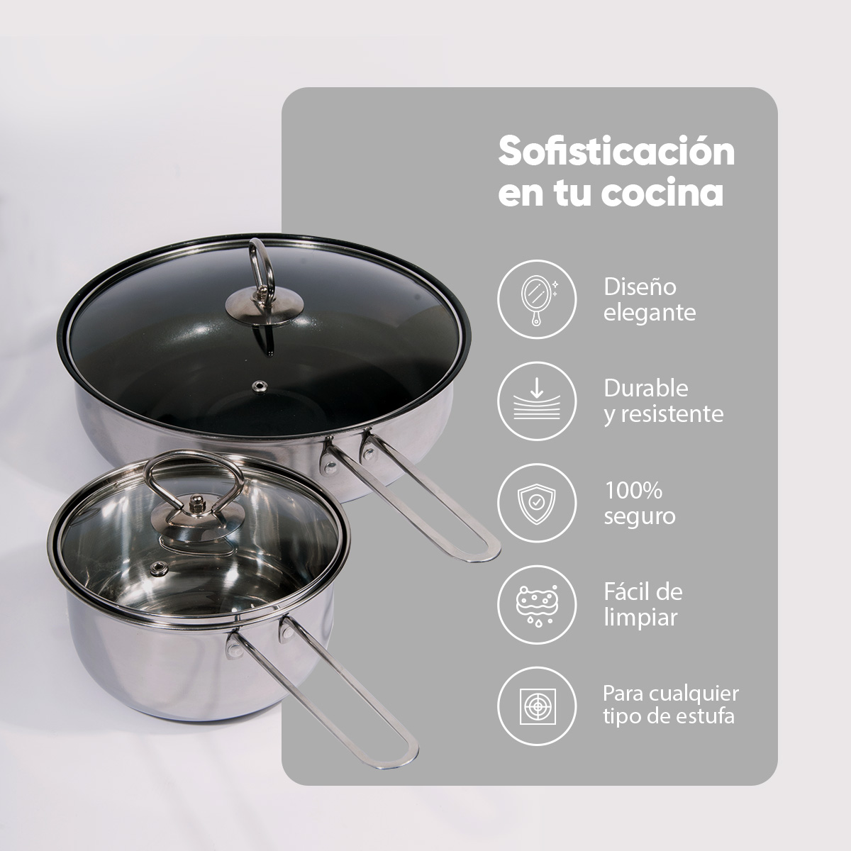 Bateria de Cocina Sofia Inox Acero Inoxidable 21 Piezas