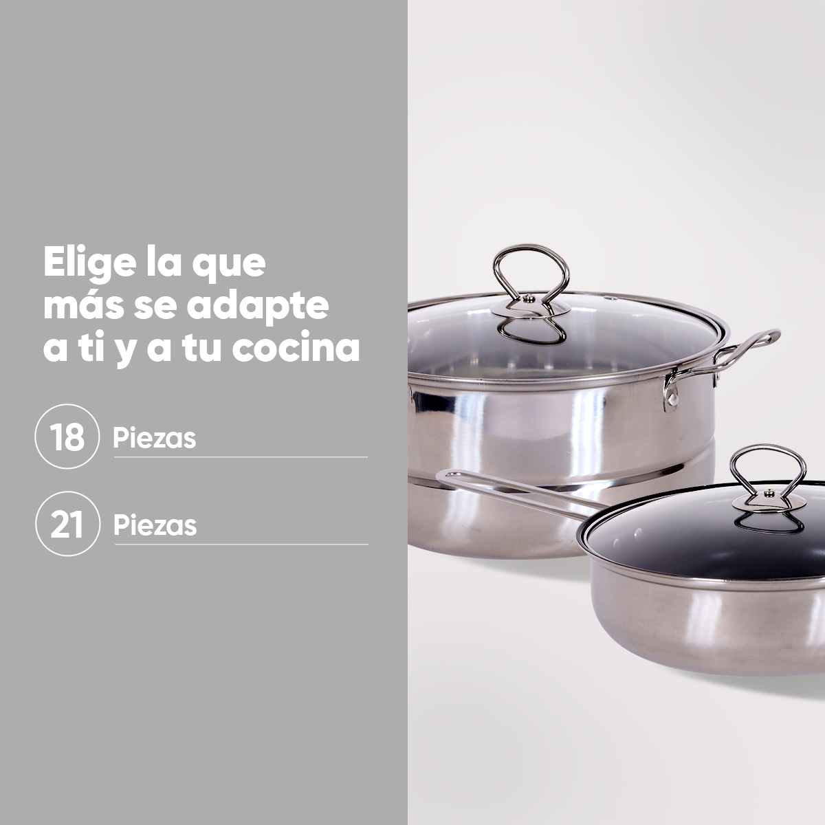 Bateria de Cocina Sofia Inox Acero Inoxidable 21 Piezas
