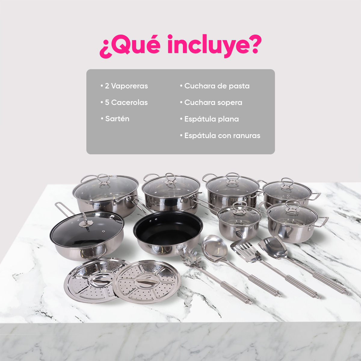Bateria de Cocina Sofia Inox Acero Inoxidable 18 piezas