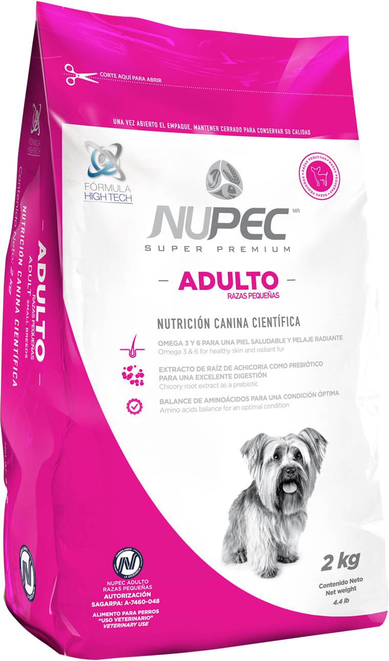 Nupec Adulto Razas Pequeñas croqueta para perro, alimento con una densidad nutricional y energética adecuada para conservar su masa muscular y vitalidad. Bolsa de 2 kg