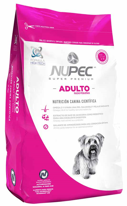 Nupec Adulto Razas Pequeñas croqueta para perro, alimento con una densidad nutricional y energética adecuada para conservar su masa muscular y vitalidad. Bolsa de 8 kg