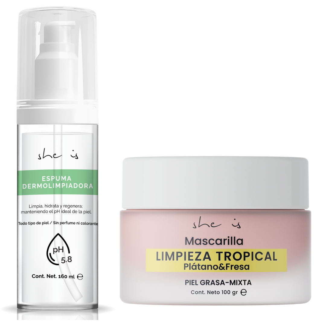 She is skincare Set Facial Limpieza Profunda (Mascarilla+ Limpiador facial)