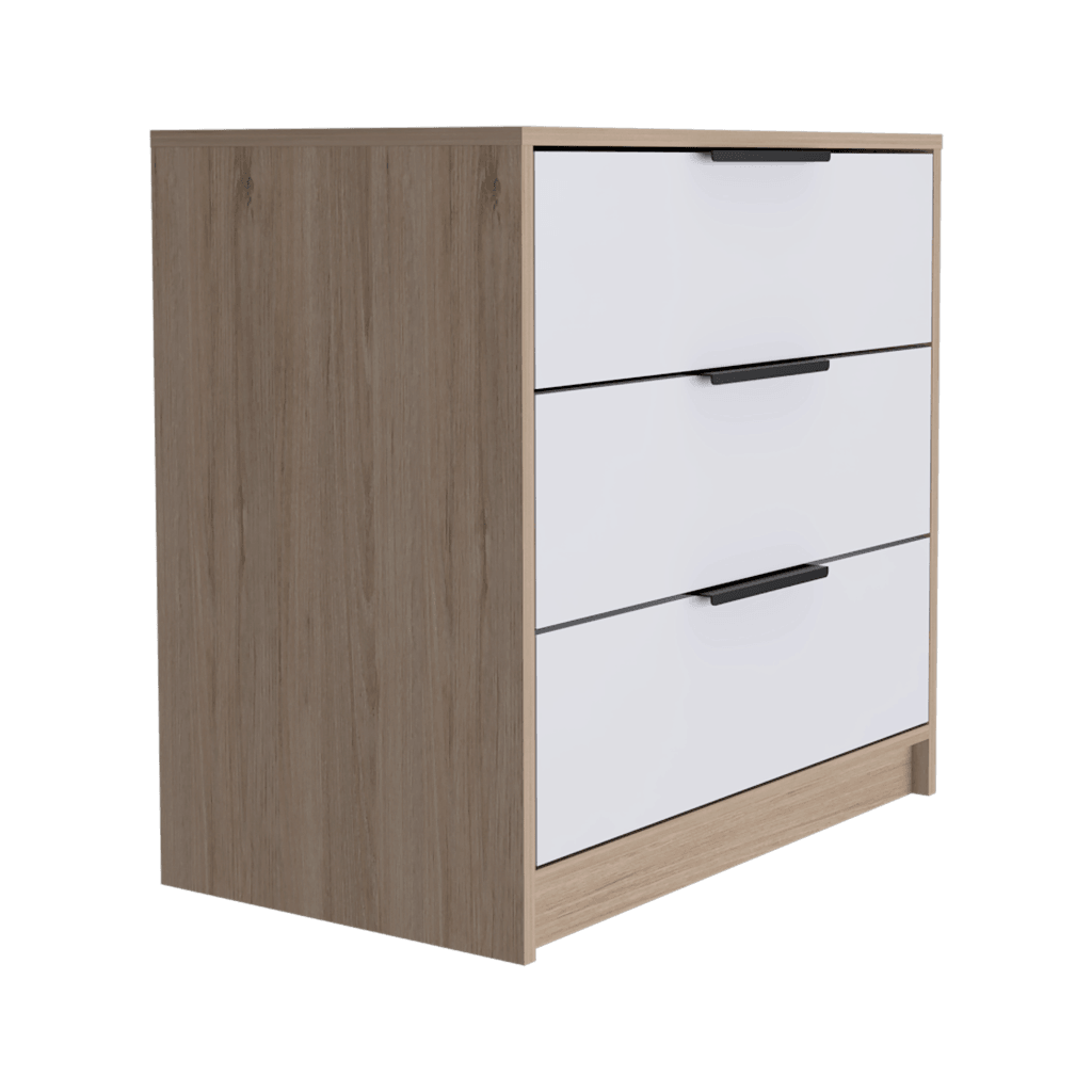 Cómoda Organizador Wesley, Beige y Blanco, con Tres Cajones Organizadores.