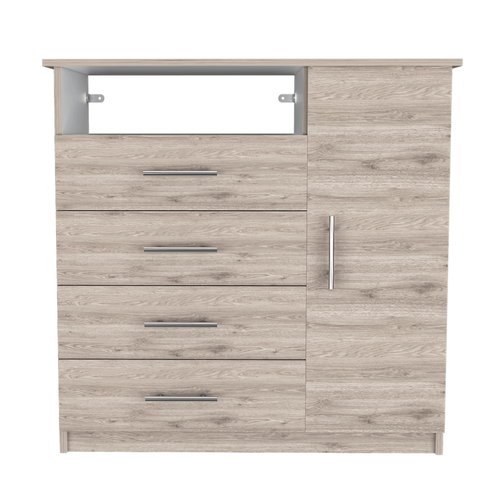 Cómoda Organizador Barlovento, Humo y Blanco, con Cuatro Cajones Para Guardar Ropa