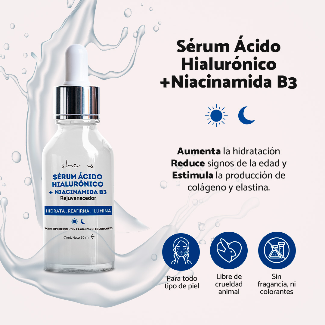 Set Facial Antiedad (Serum Ácido Hialurónico + Crema Revitalizante) She is skincare 