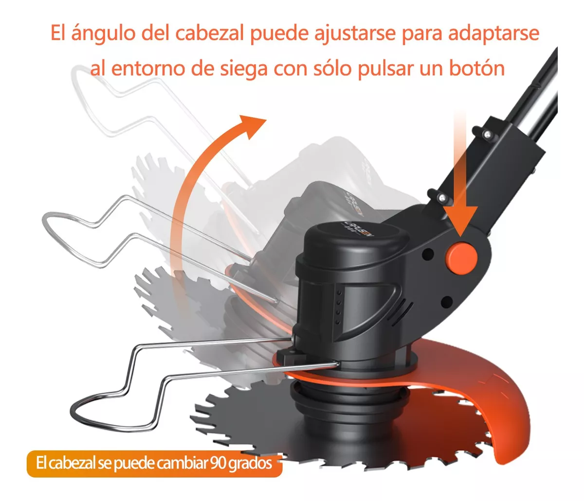 Desbrozadora Inalámbrica Electrica Podadora Cortadora Pasto Negro/Naranja