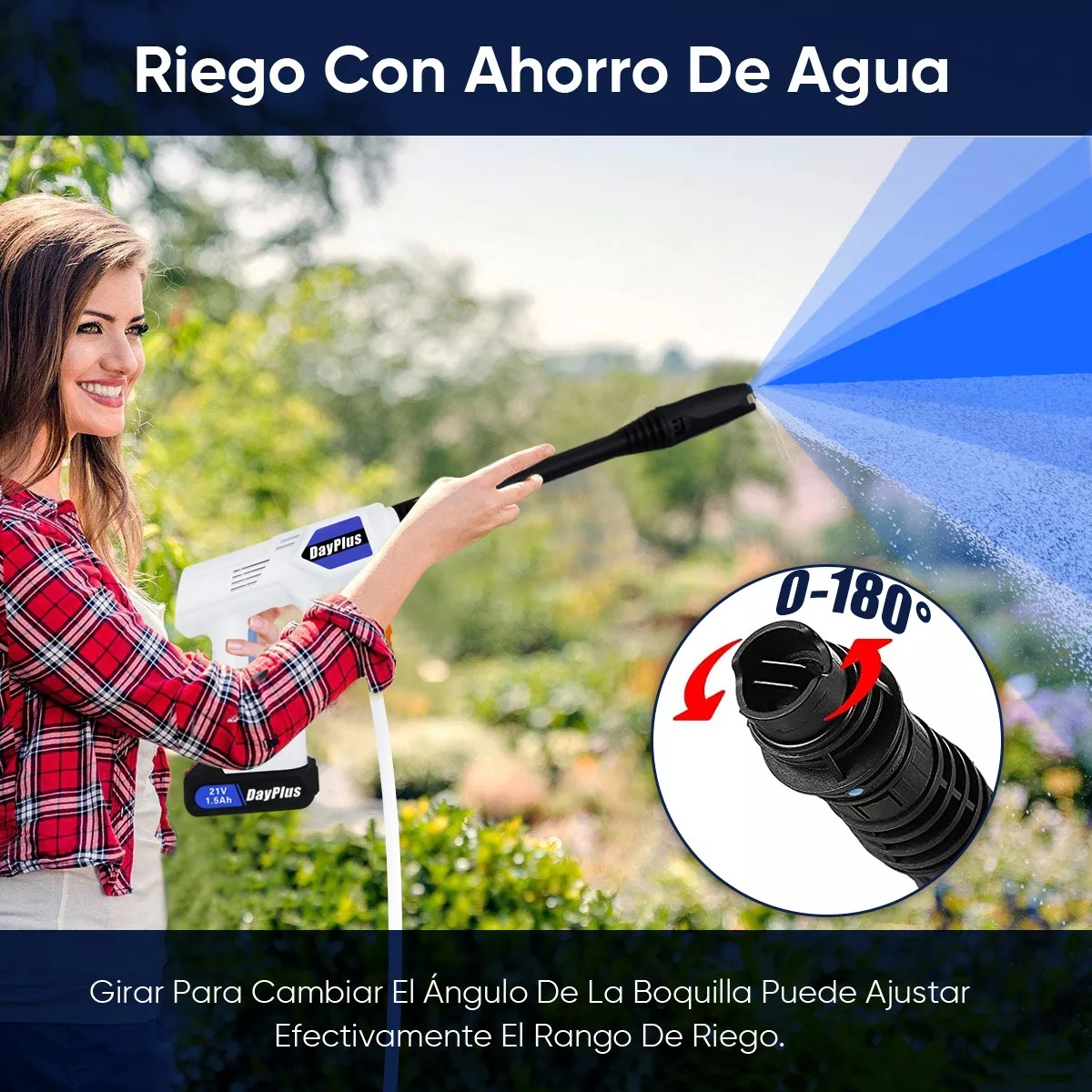 Hidrolavadora Inalámbrica Pistola Lavado Eléctrica Portátil Blanco/Azul