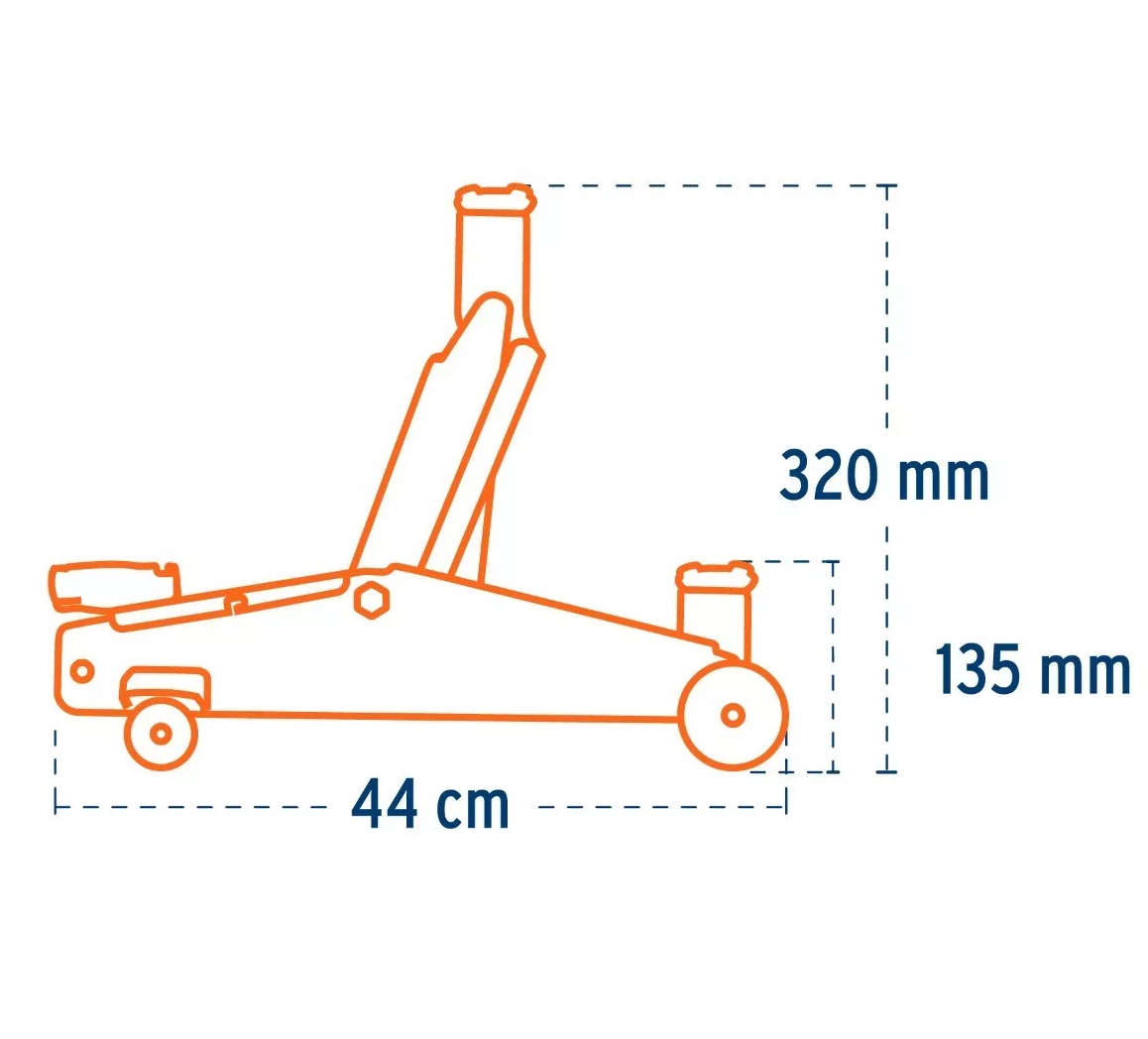 Gato Hidráulico Tipo patín 2 Toneladas Naranja