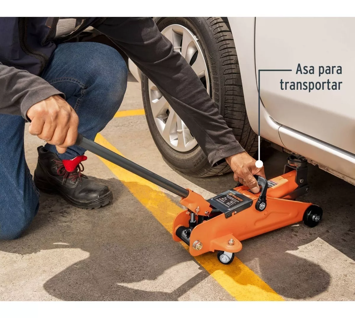 Gato Hidráulico Tipo patín 2 Toneladas Naranja