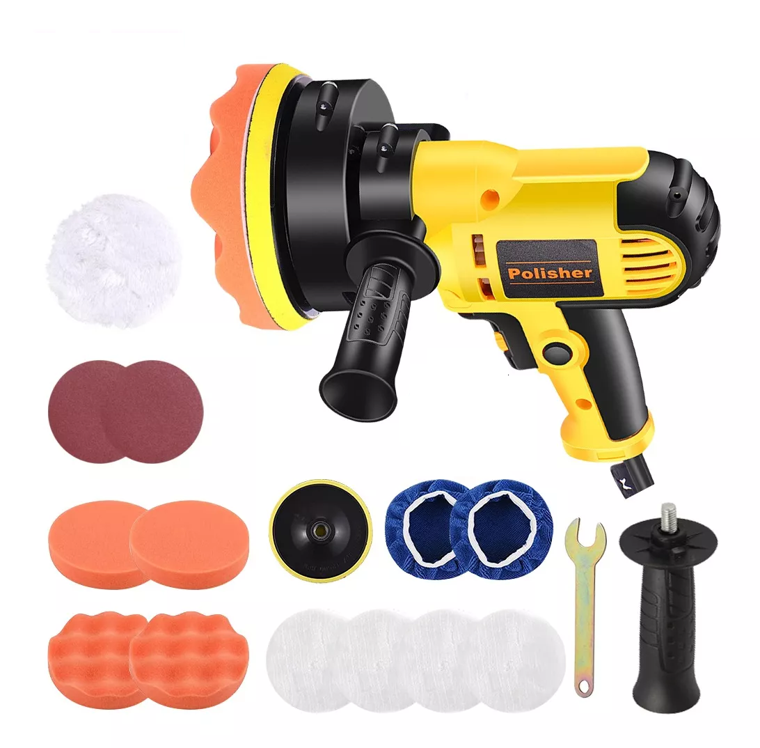 Pulidora Eléctrica Para Coche 700w 110v Juego De 16 Piezas Amarillo/Negro