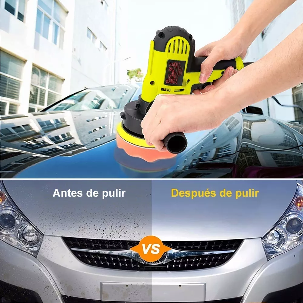 Pulidora Eléctrica Para Coche 700w 110v Juego De 16 Piezas Amarillo/Negro