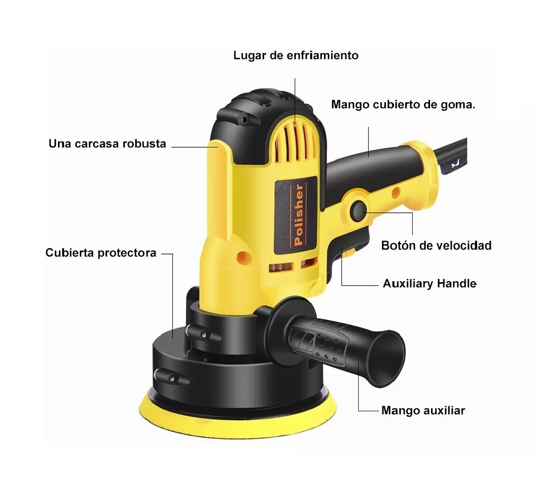 Pulidora Eléctrica Para Coche 700w 110v Juego De 16 Piezas Amarillo/Negro