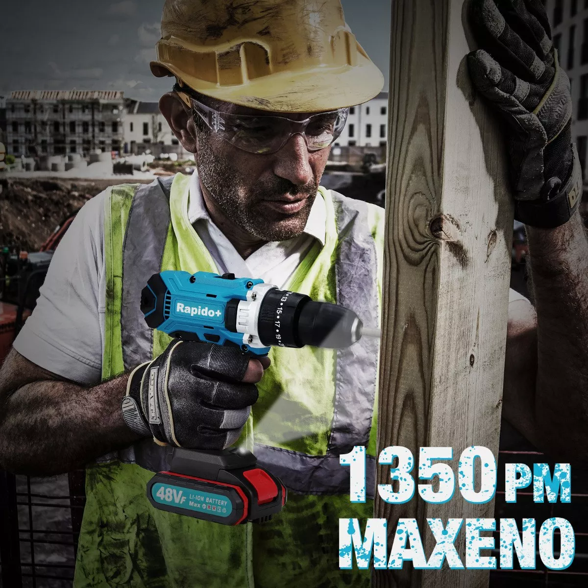 Taladro Eléctrico Inalámbrico De Litio 48vf Con 2 Baterías Verde Claro/Negro