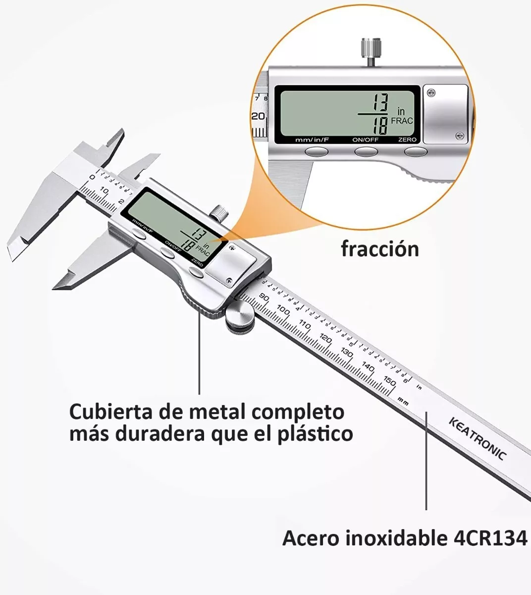 Calibrador Vernier Digital Uso Industrial Todo Metal 0.01mm Plata