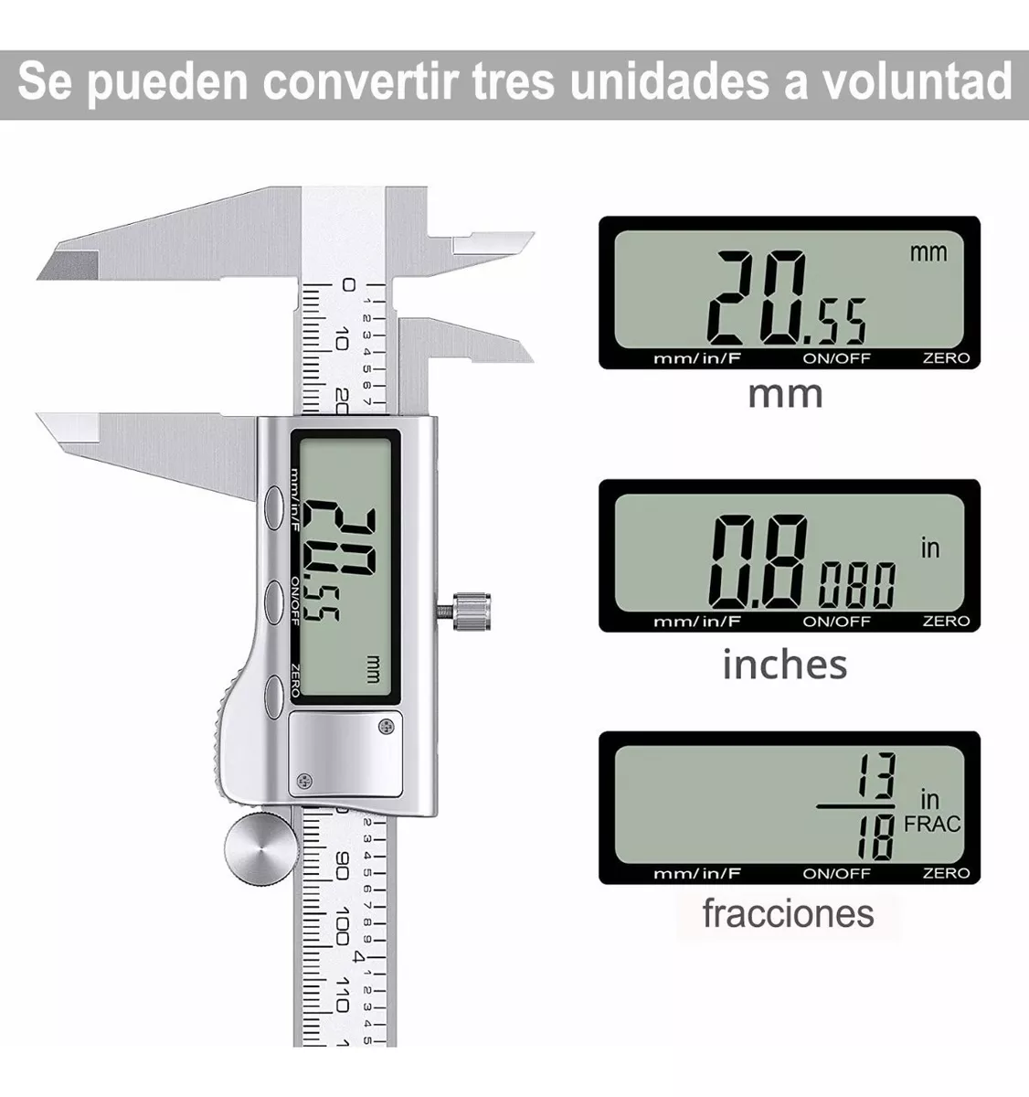Calibrador Vernier Digital Uso Industrial Todo Metal 0.01mm Plata