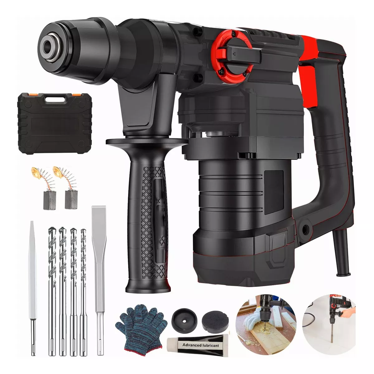 2200w Rotomartillo Eléctrico Cincelador Perforador Taladro Negro/Rojo