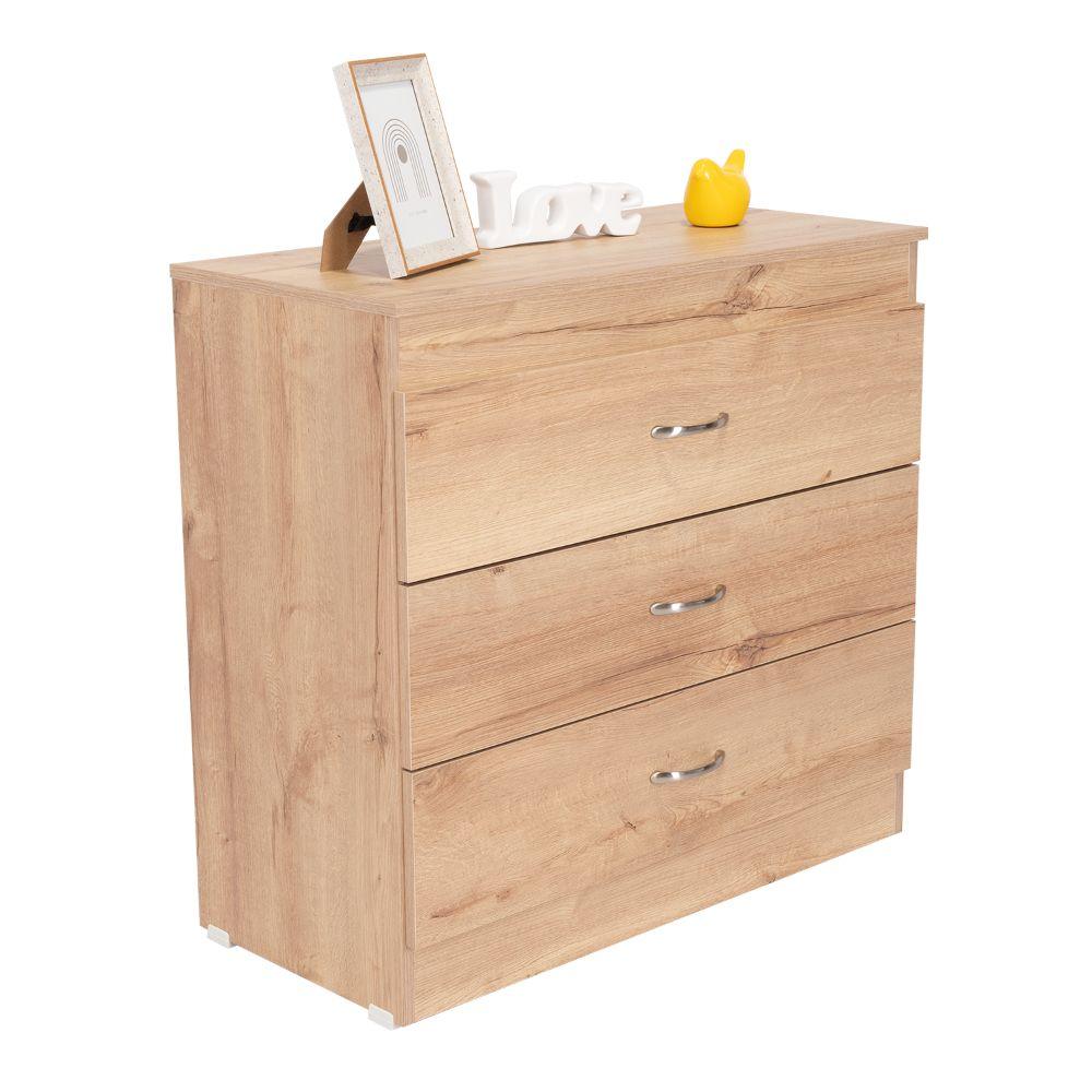 Cómoda Organizador Conor, Café Claro y Blanco, con Tres Cajones Organizadores y Manijas