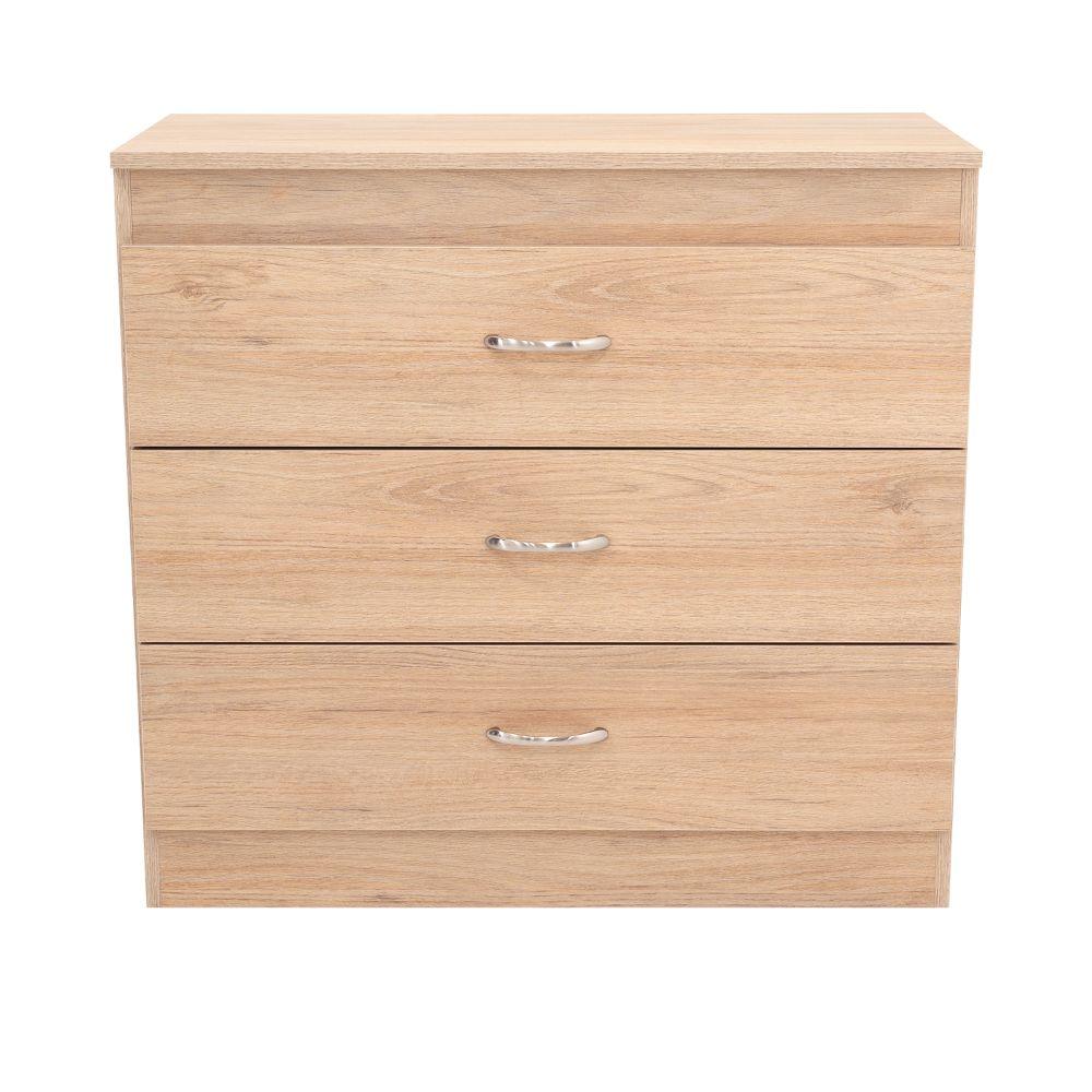 Cómoda Organizador Conor, Café Claro y Blanco, con Tres Cajones Organizadores y Manijas