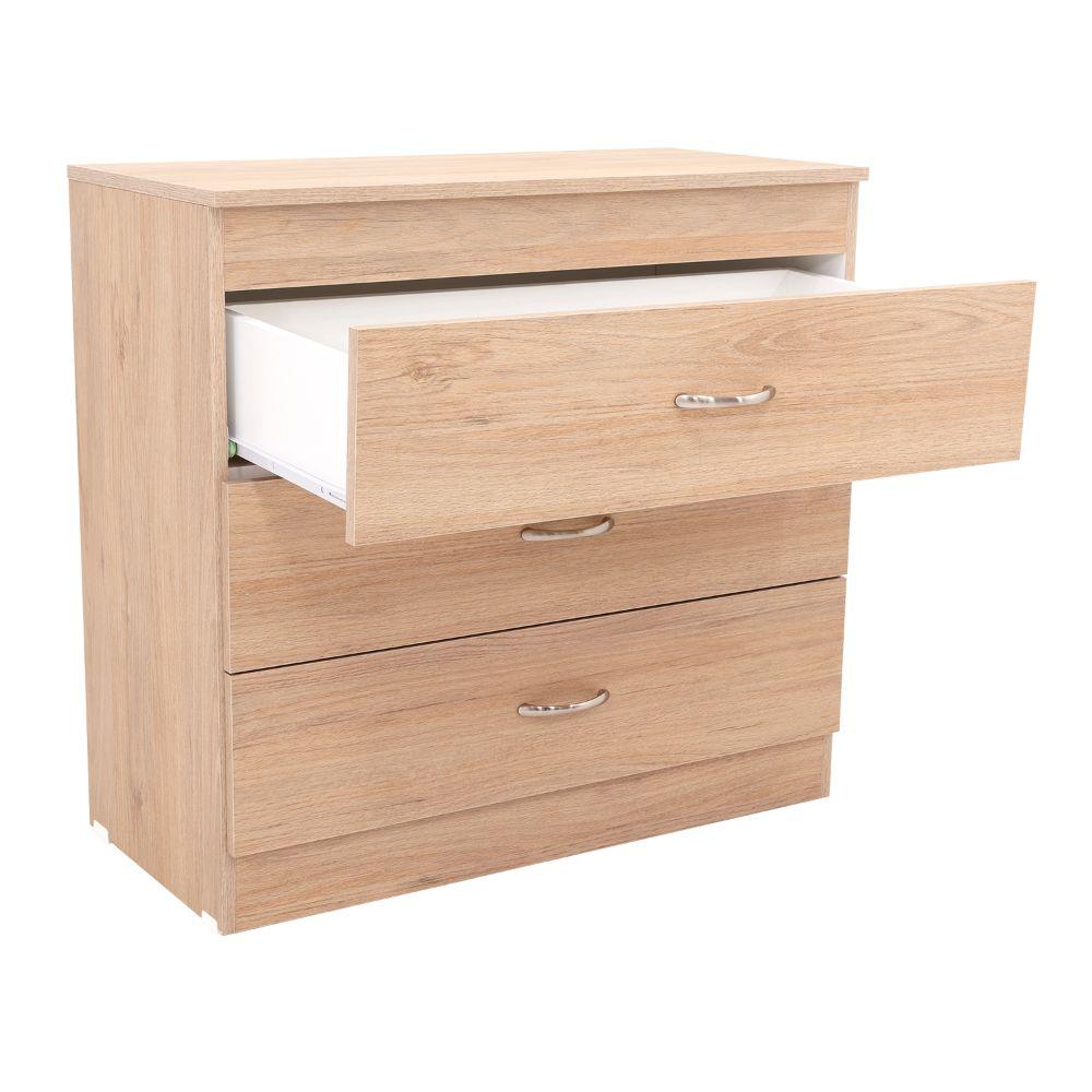 Cómoda Organizador Conor, Café Claro y Blanco, con Tres Cajones Organizadores y Manijas