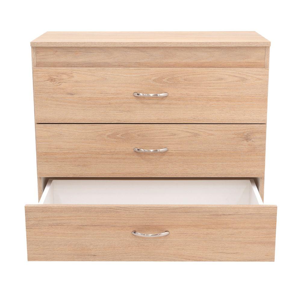 Cómoda Organizador Conor, Café Claro y Blanco, con Tres Cajones Organizadores y Manijas