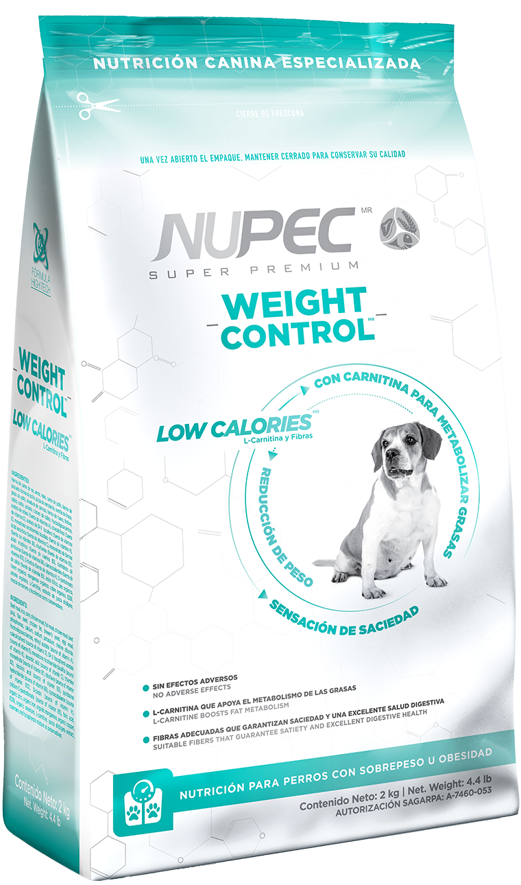 Nupec Weight Control croqueta para perro, alimento con una nutrición especializada que ayuda a reducir el peso, manteniendo una masa muscular óptima, sin afectar el apetito de tu canino. Bolsa de 2 kg