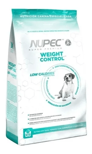 Nupec Weight Control croqueta para perro, alimento con una nutrición especializada que ayuda a reducir el peso, manteniendo una masa muscular óptima, sin afectar el apetito de tu canino. Bolsa de 8 kg