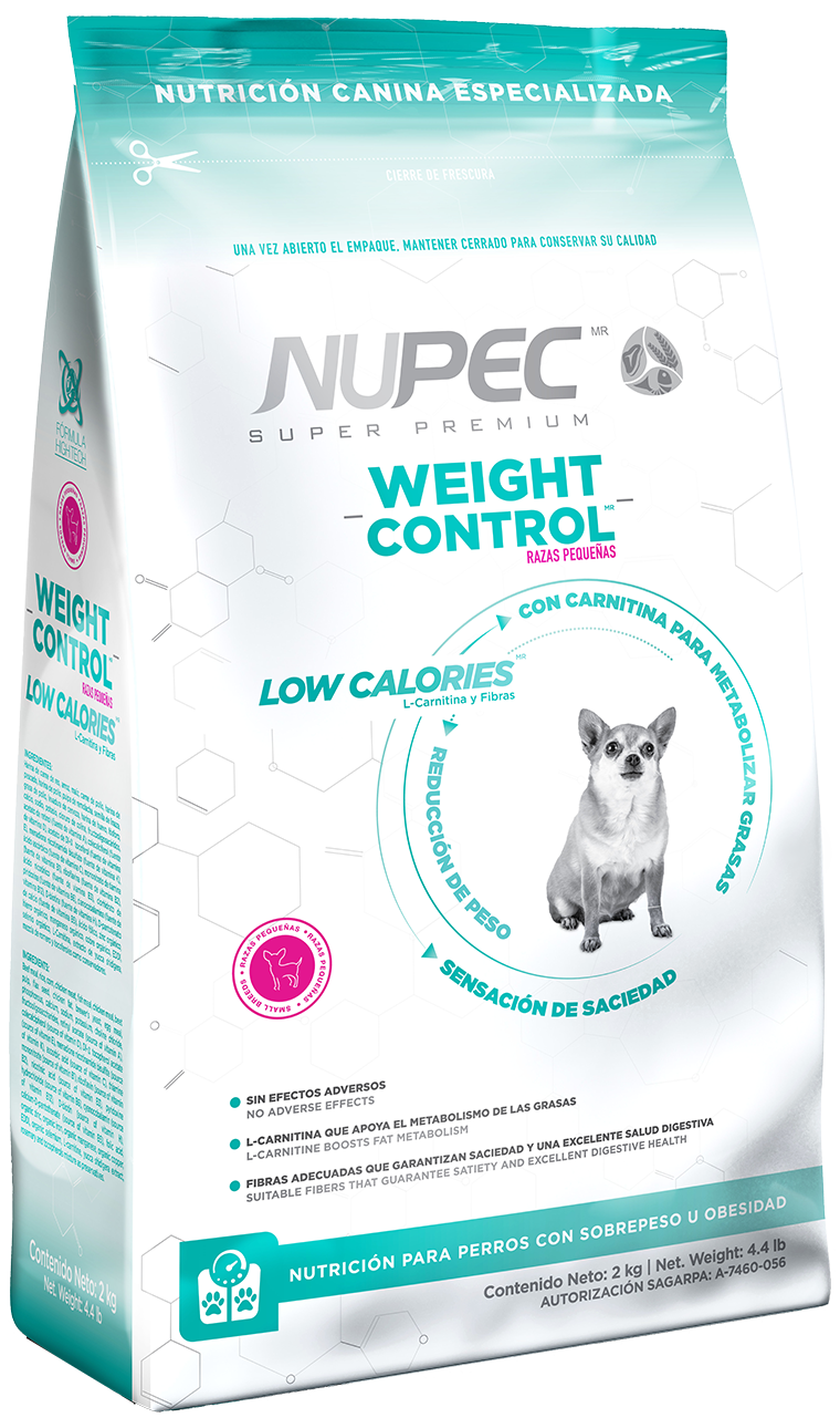 Nupec Weight Control raza pequeña croqueta para perro, alimento con una nutrición especializada que ayuda a reducir el peso, manteniendo una masa muscular óptima, sin afectar el apetito de tu canino. Bolsa de 2 kg
