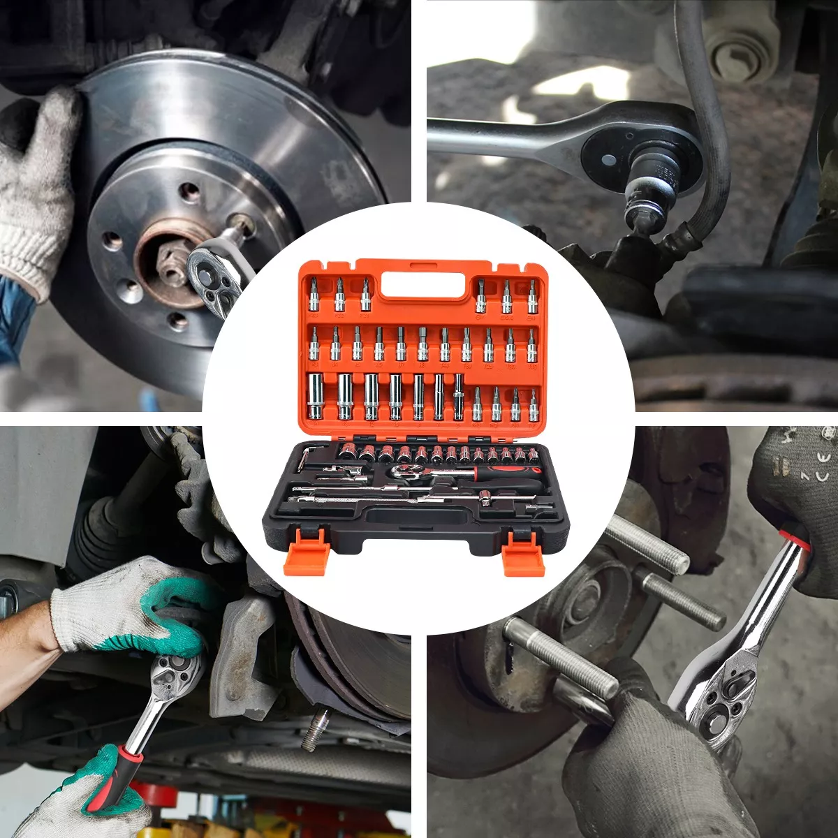 Juego De Herramientas Mecánicas Autocle, 53 Piezas Estuche Negro/Naranja