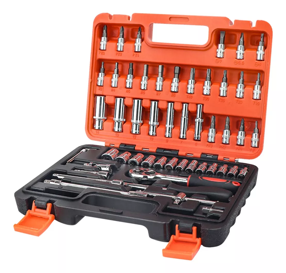 Juego De Herramientas Mecánicas Autocle, 53 Piezas Estuche Negro/Naranja