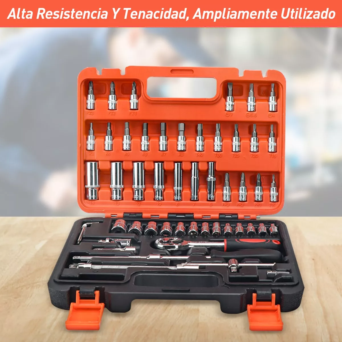 Juego De Herramientas Mecánicas Autocle, 53 Piezas Estuche Negro/Naranja