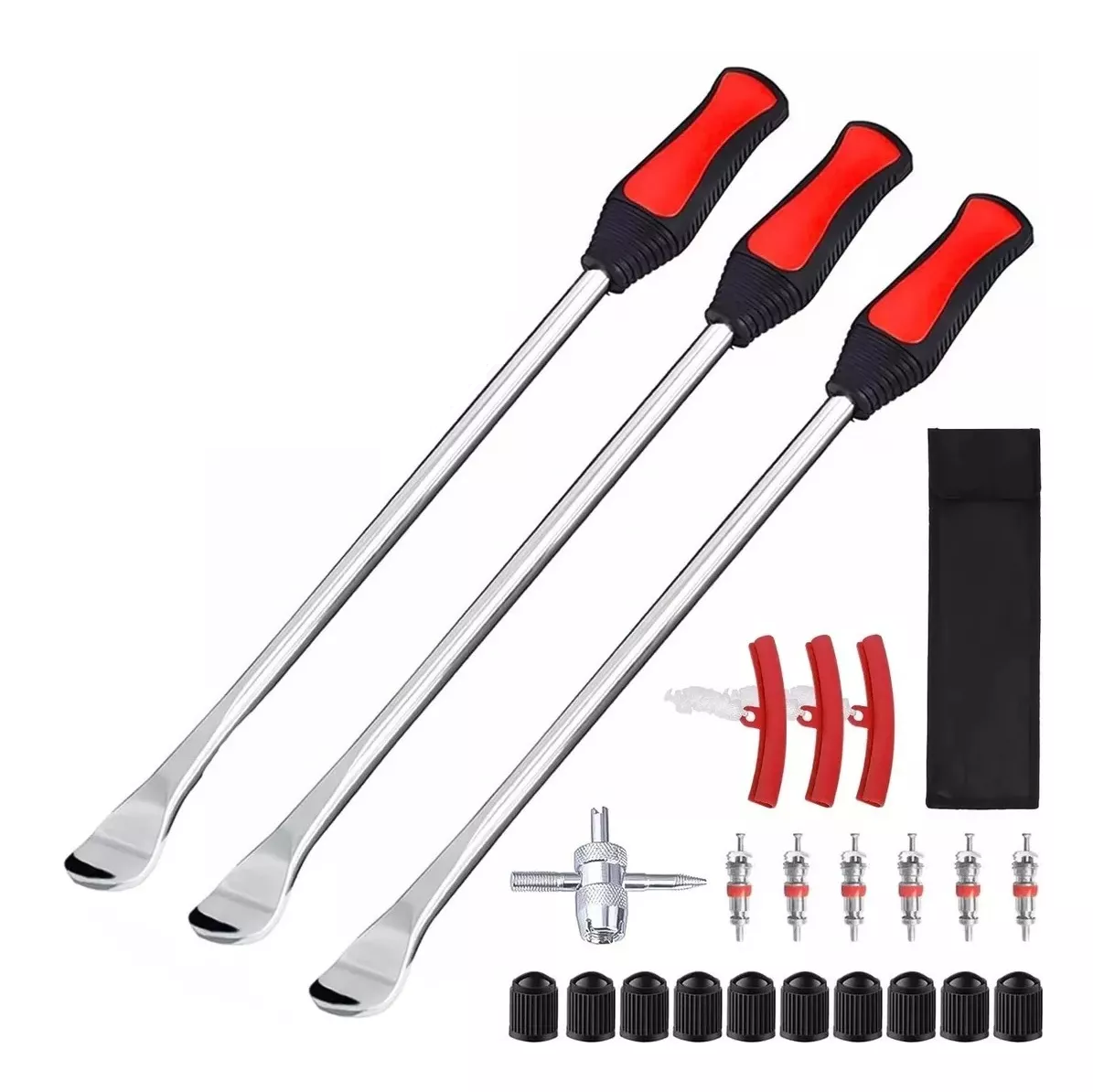 Kit De Palanca Desmontar Llantas Motocicleta Bicicleta Negro/Rojo/Plata 23 pz