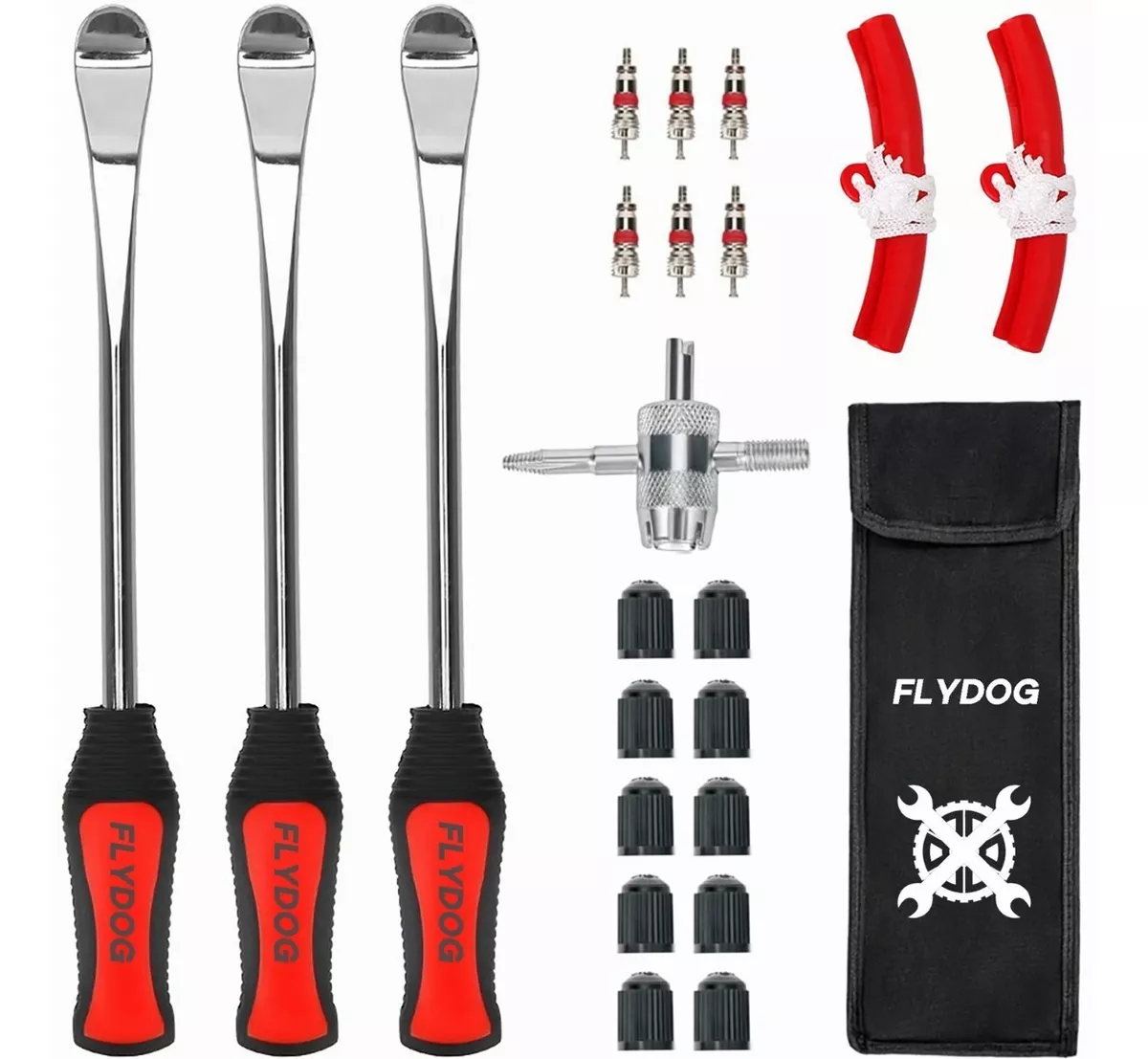 Kit De Palanca Desmontar Llantas Motocicleta Bicicleta negro/rojo/plata 13pz