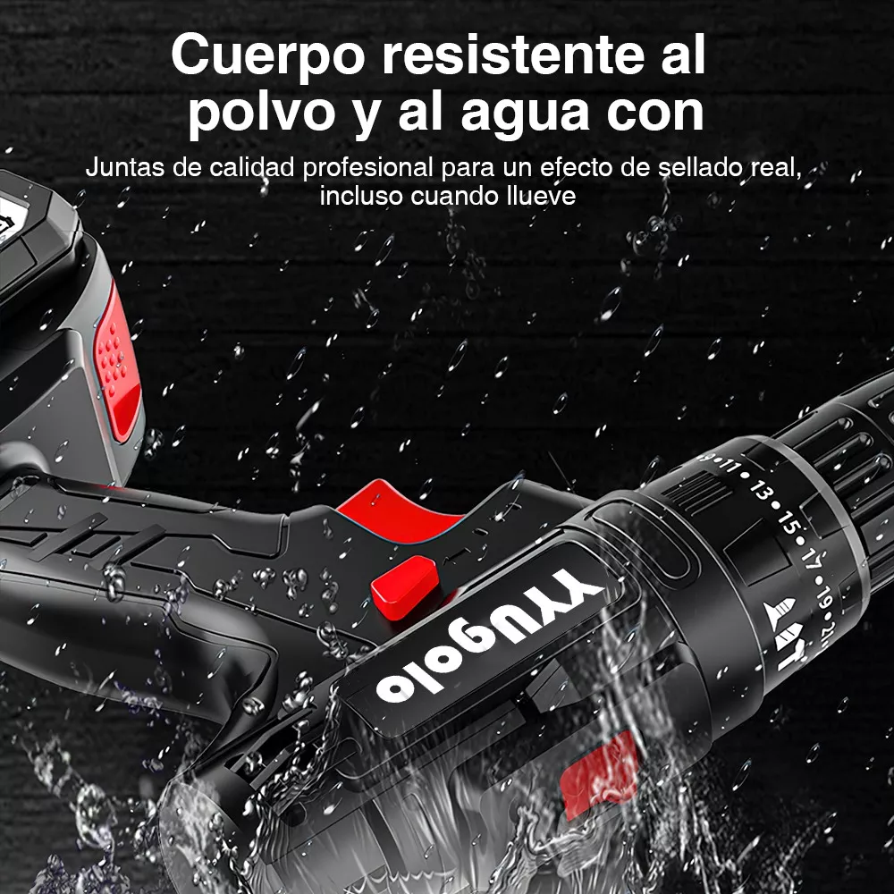 Taladro Atornillador De Impacto Inalámbrico 48v 2 Batería Negro