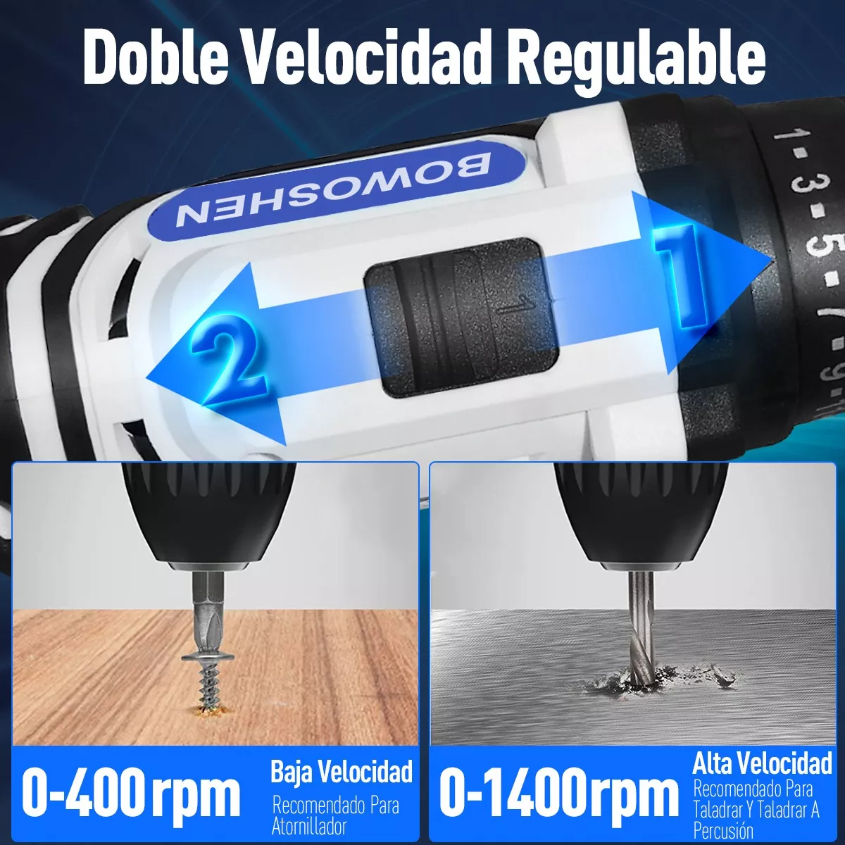 Taladro Eléctrico Destornillador Inalámbrico 1500rpm 21v Negro/Blanco