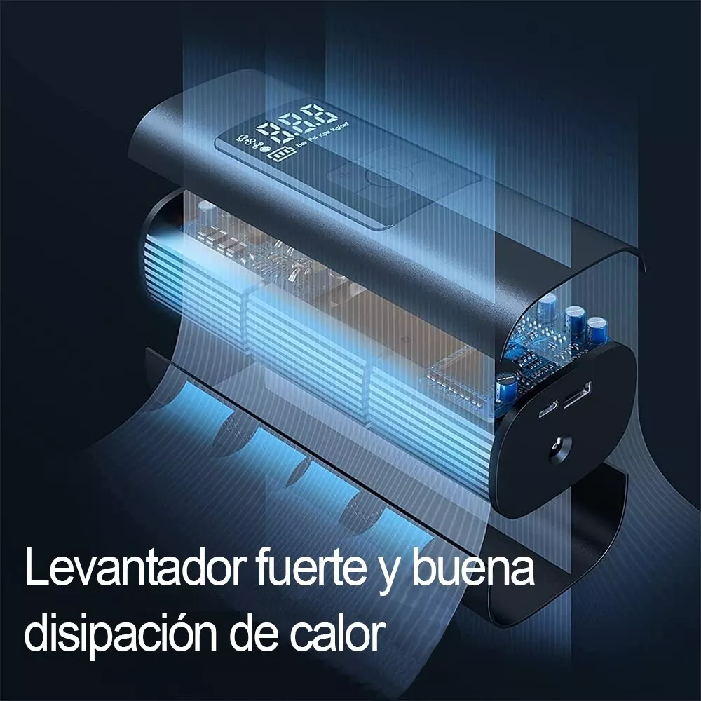 Bomba De Aire Eléctrica Inflador Llantas Portatil Para Auto Negro
