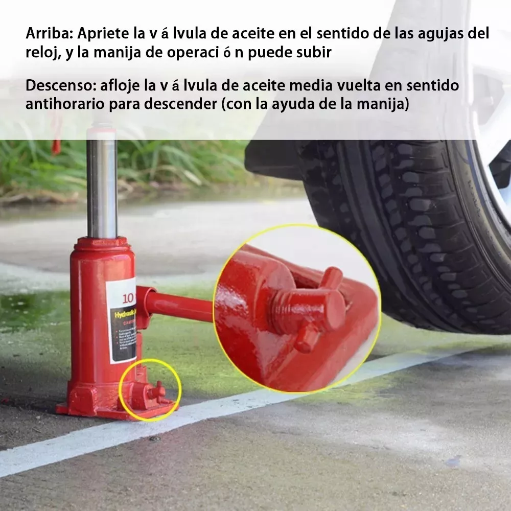Gato Hidráulico De Botella Soldado Con Capacidad De 10 T ROJO