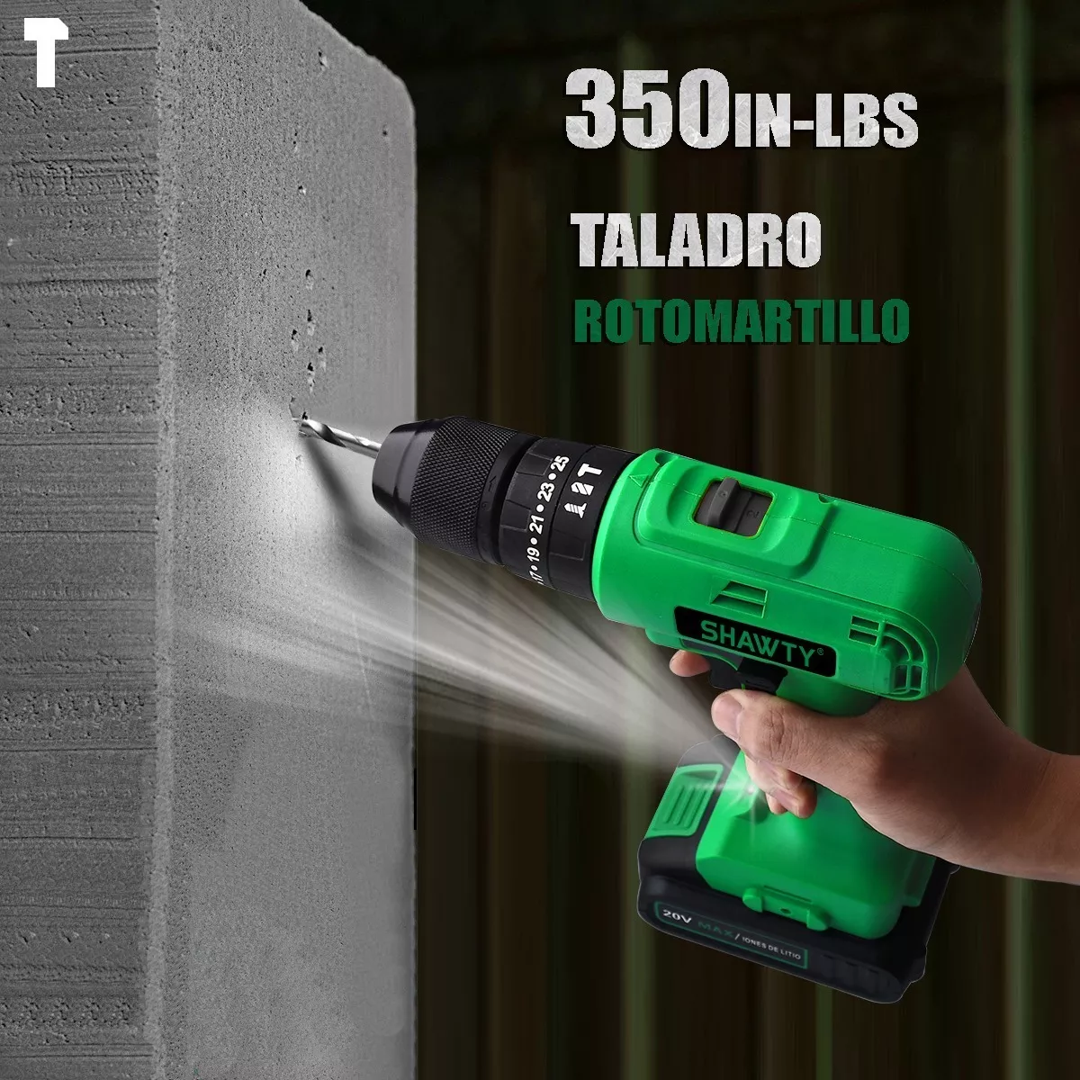 Taladro Rotomartillo Percutor 1/2'' De 20v C/2batería Verde