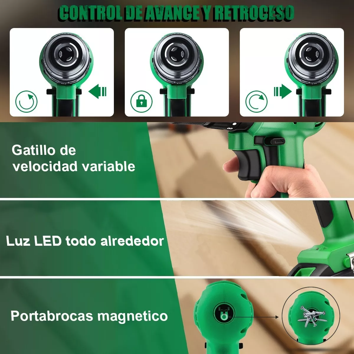 Taladro Rotomartillo Percutor 1/2'' De 20v C/2batería Verde