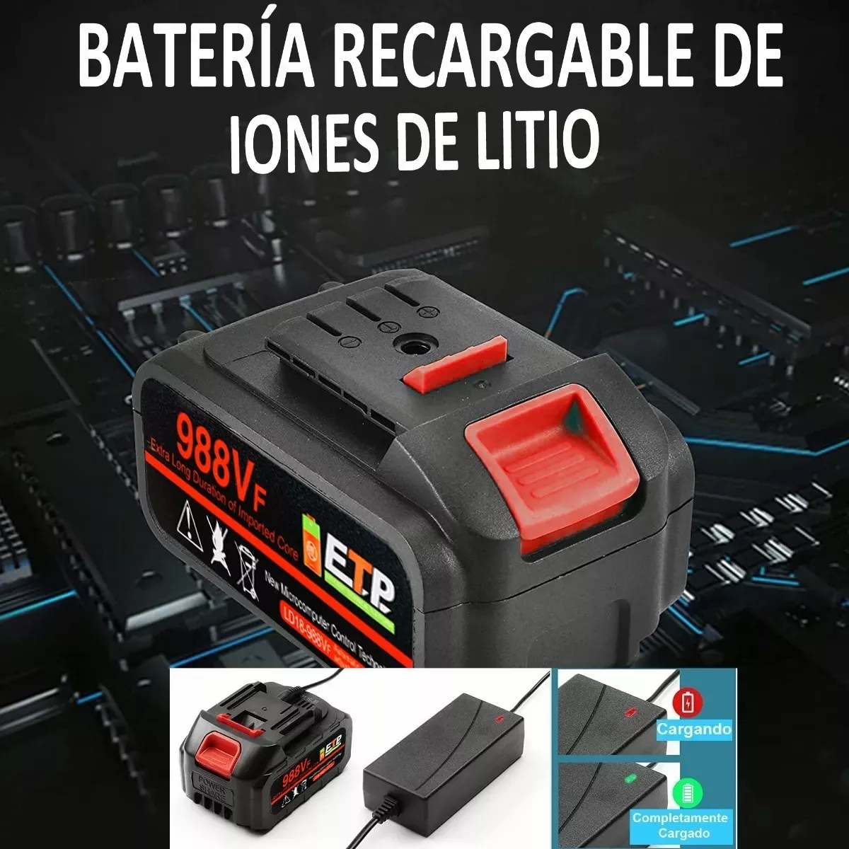 Llave De Impacto Inalámbrico Kit Electrica 500nm Con Batería Negro/Plata
