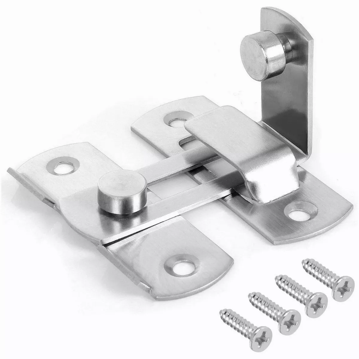Cerradura Ángulo Recto Puerta Pestillo Seguridad 4 Pcs Plata