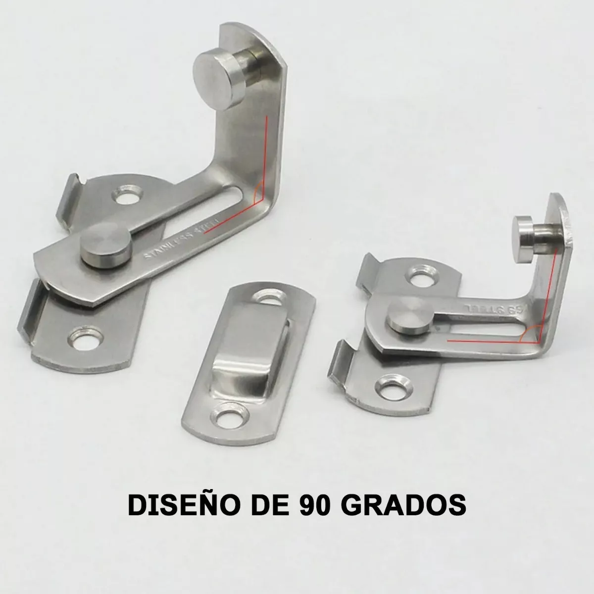 Cerradura Ángulo Recto Puerta Pestillo Seguridad 4 Pcs Plata