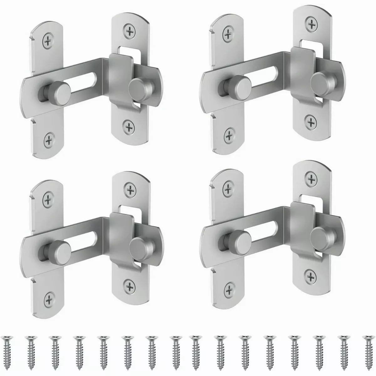 Cerradura Ángulo Recto Puerta Pestillo Seguridad 4 Pcs Plata