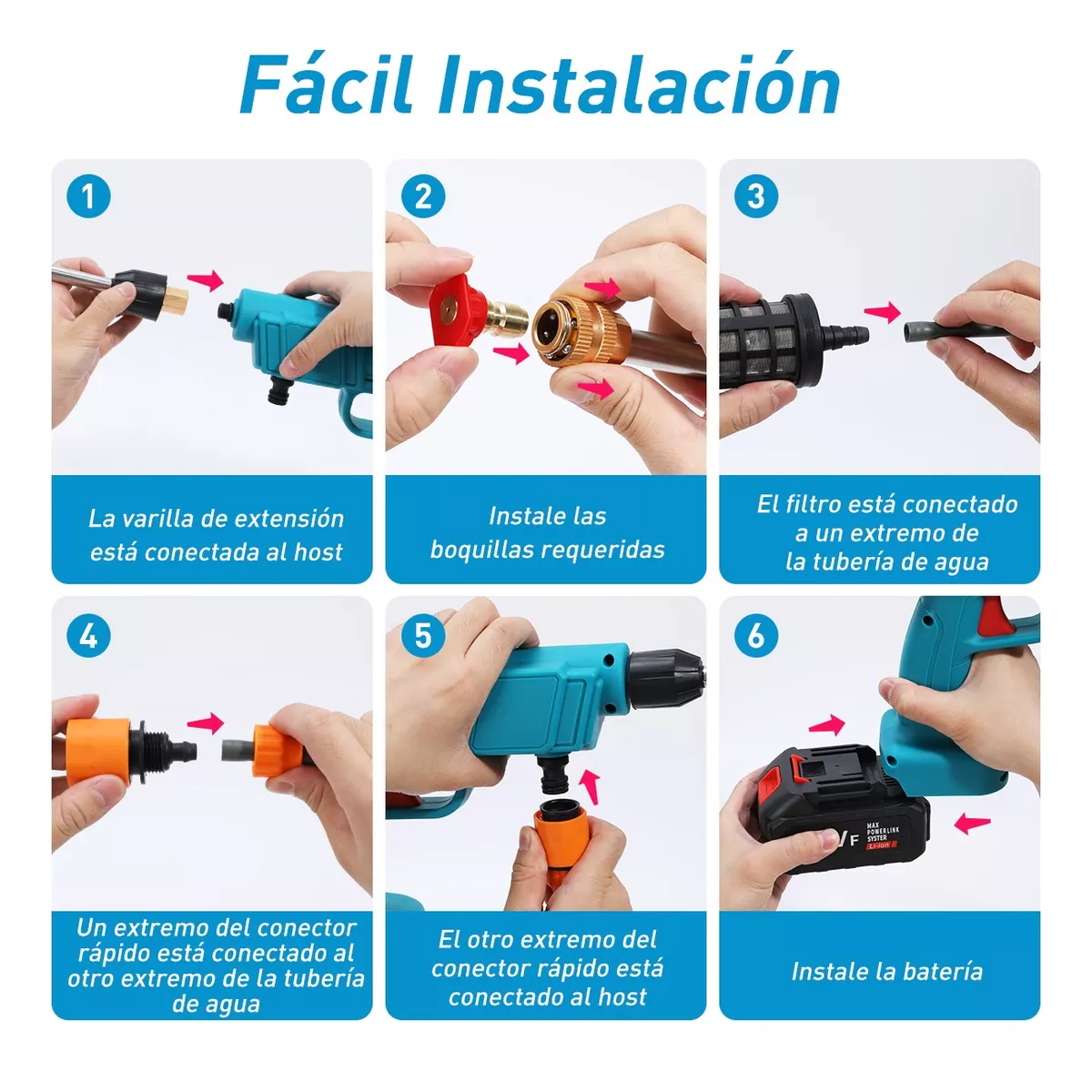 Hidrolavadora Eléctrica Inalámbrica Portátil Pistola Lavado Azul