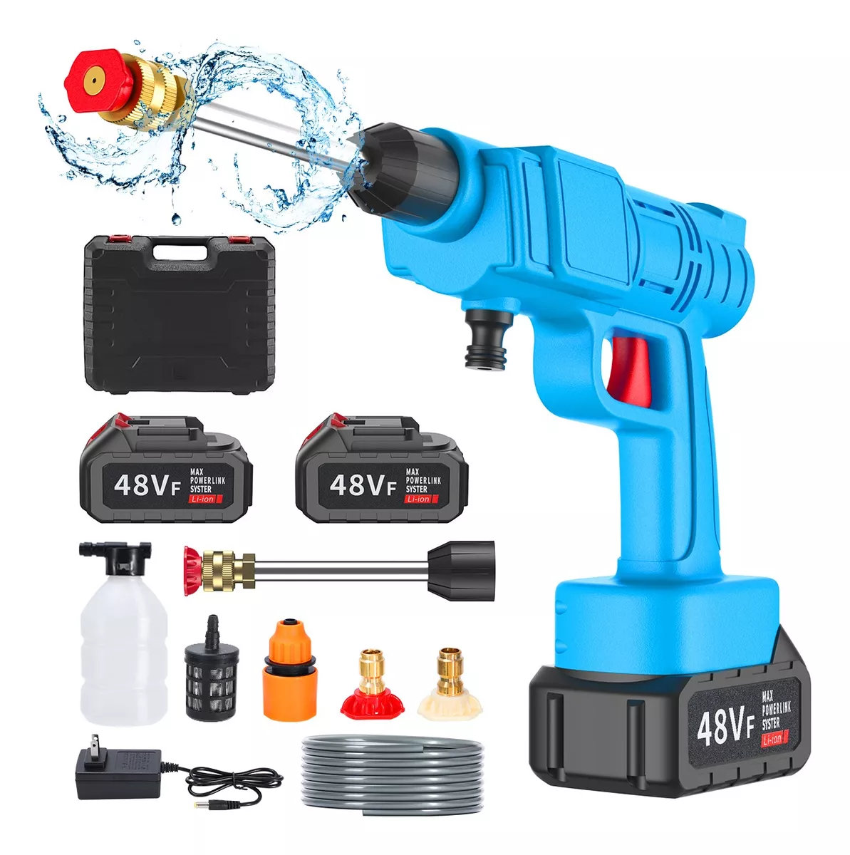 Hidrolavadora Eléctrica Inalámbrica Portátil Pistola Lavado Azul